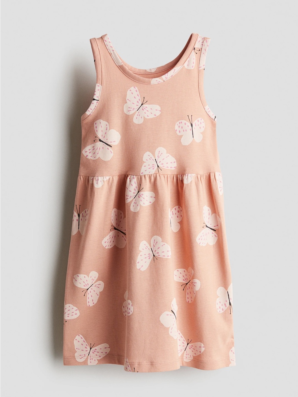 H&M Peach Sleeveless Butterfly Print Dress